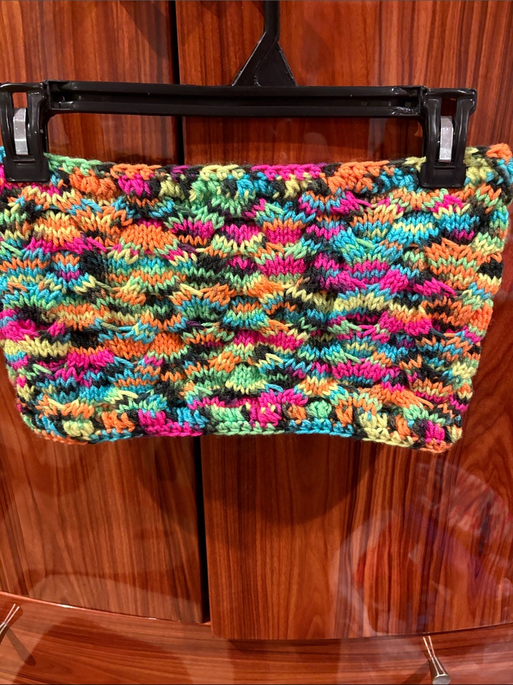 Handcrafted Multicolor Crochet Clutch Bag - Vibrant Neon Mix handmade